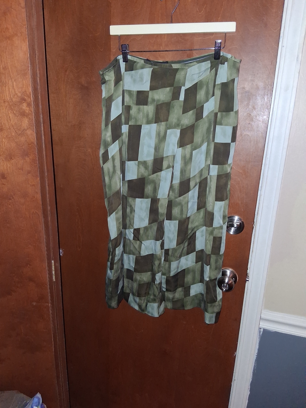 Josephine Chaus Olive and Sage Geometric Maxi Skirt